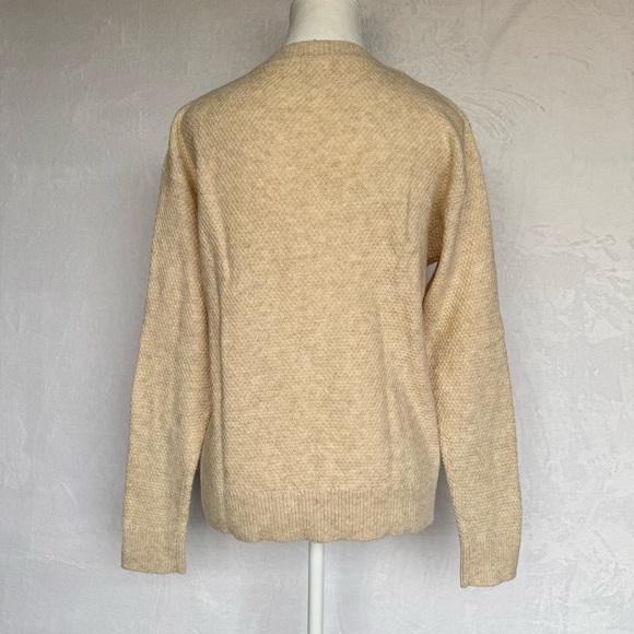 STARS ABOVE Crewneck Henley‎ Sweater XS Oatmeal Beige Waffle Knit Cotton Blend - Picture 4 of 13